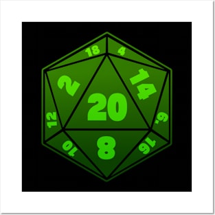 Green DnD D20 Dice Posters and Art